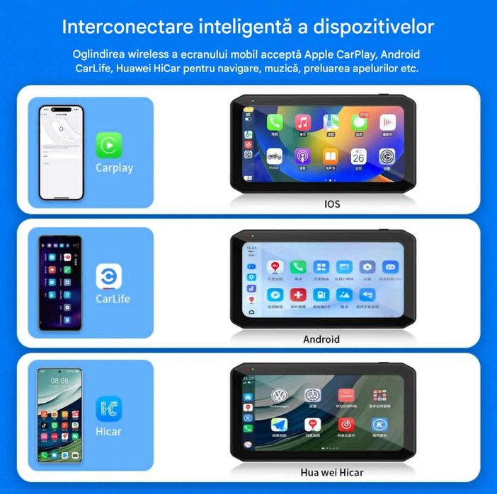 Navigatie MOTO CerCip MT9, Carplay/Android Auto, Octa-Core, GPS, IP67, Camere 2K, Senzori presiune roti, BSD, 6'25 inch