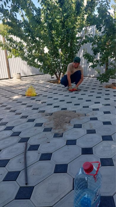 Укладка брусчатка, бордюр