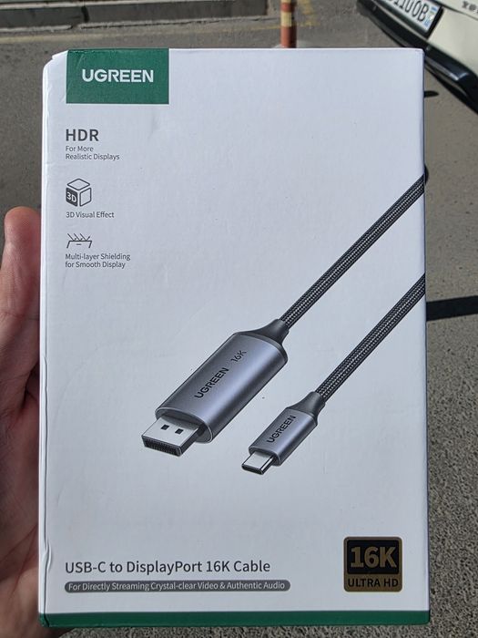 UGREEN Type-C To DisplayPort 2.1/2.0/1.4 Кабель Type-C выход DP