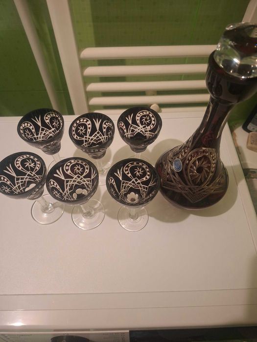 Pahare cristal  visiniu bohemia