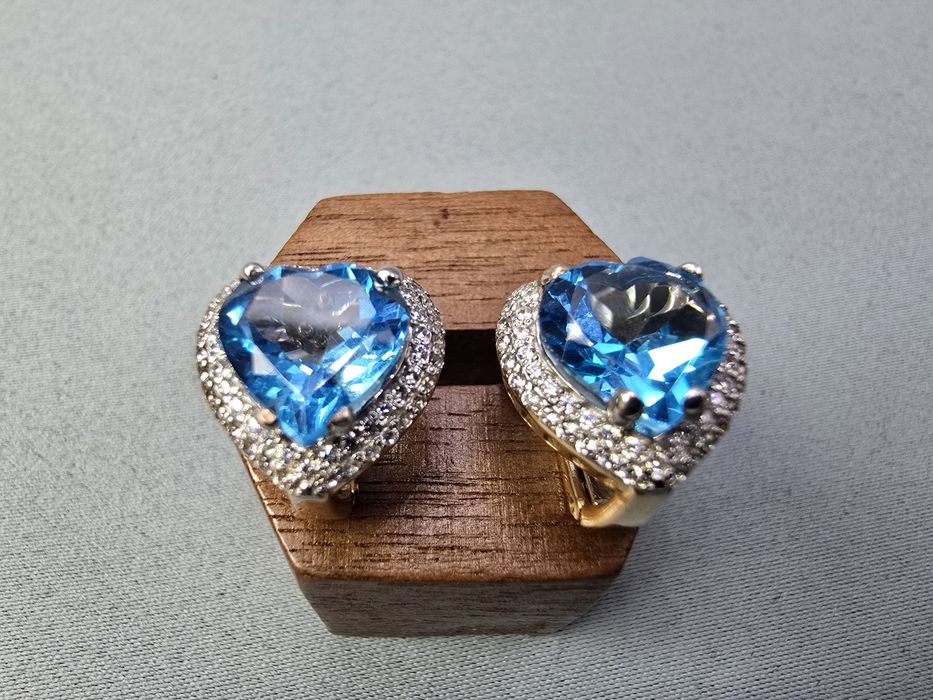 ‼️ Дамски Златни Обеци с Swiss Blue Topaz ‼️ - Заложна къща Бургас Галерия 65