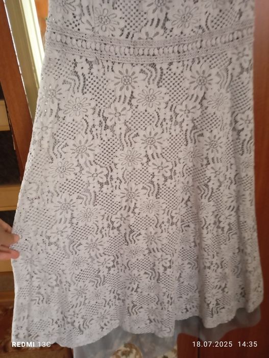 Rochie elegantă dantelă  gri marimea M