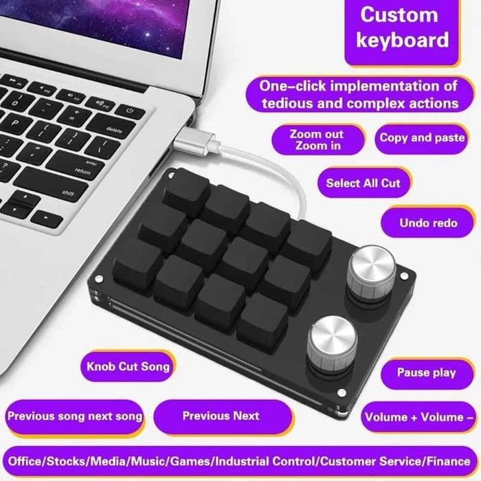Mini tastatură mecanica personalizată macro USB, 12 taste,