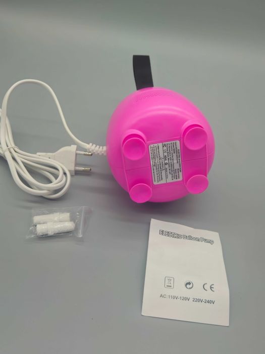 Електрическа помпа за балони HY002опра600W, двоен накрайник, розова