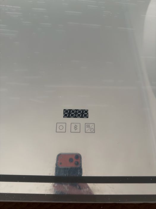 Oglinda de baie cu lupa led ceas dezaburire si boxe 100x60