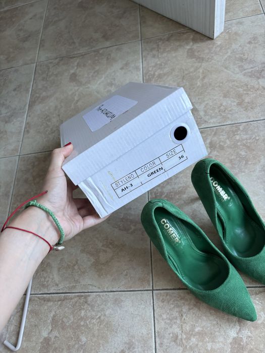 Дамски обувки на висок ток - 12 см - отровно зелено