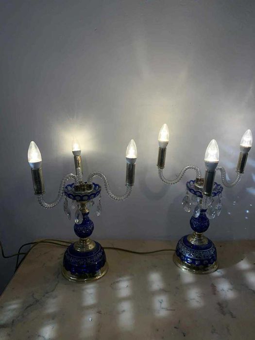 Set de doua veioza sticla de murano si cristale