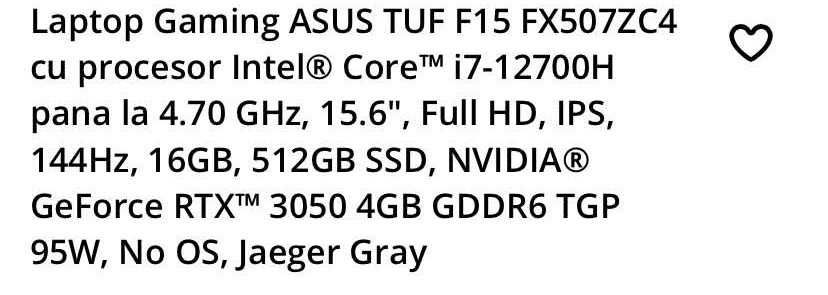 Laptop Gaming ASUS TUF F15