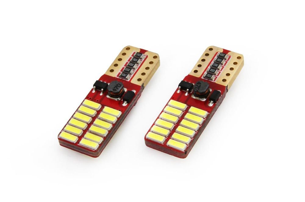 Bec de pozitie tip LED Canbus, T10 W2.1x9.5 W5W, 12-24V 2.2W, 20 SMD 4014, culoare alb, Amio, set 2 buc