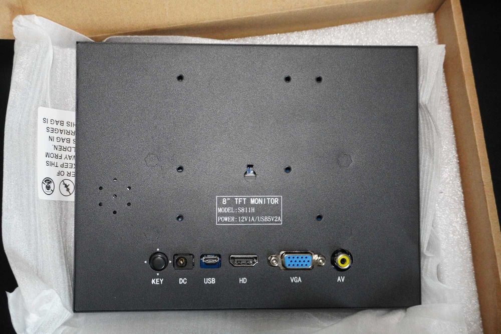 Display Monitor Eyoyo S811H 8 inch, 1024x768, carcasă metalică, HDMI, VGA, AV, Nou la cutie