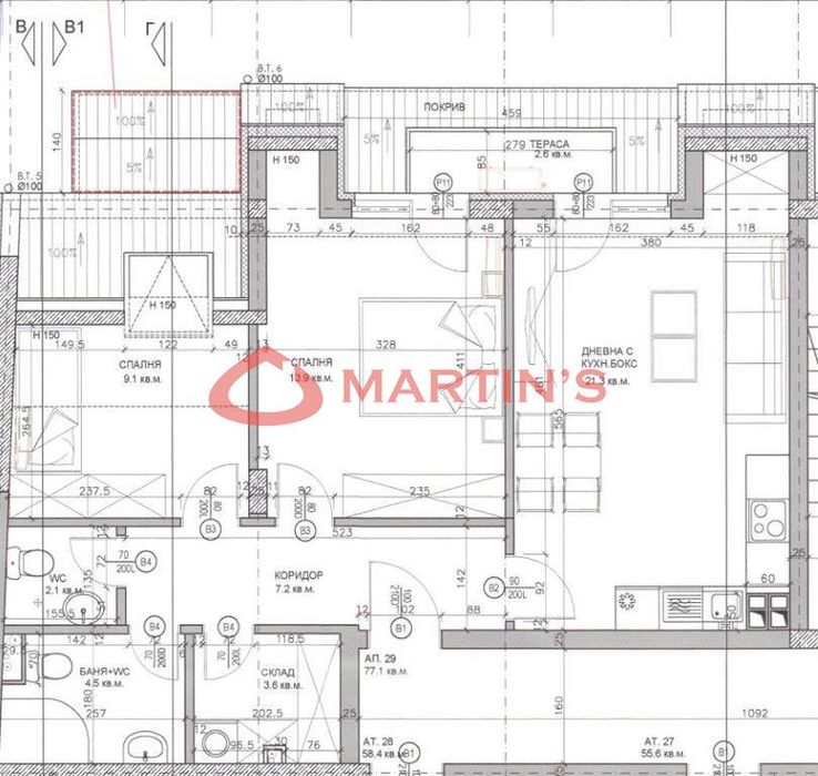 3-стаен в София-Зона Б19 площ 85 цена 221000