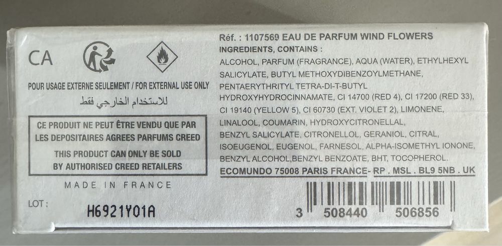 Parfum CREED 1760 WIND FLOWERS 75 ml