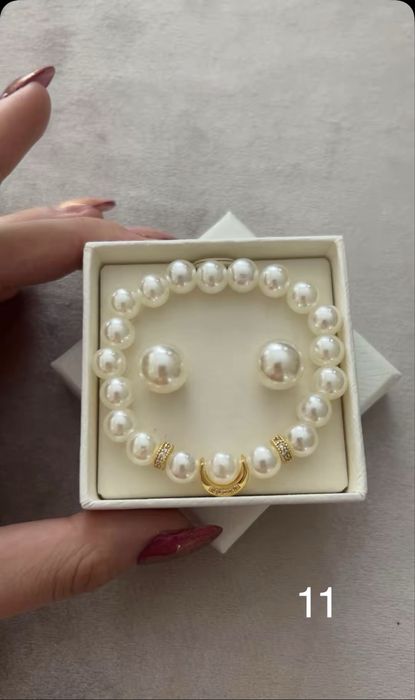 Set brățară perle cu cercei