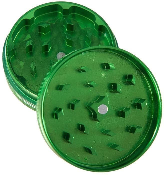 Grinder aluminiu, NOU, SIGILAT, 2 piese, verde, diametru 6.1 cm