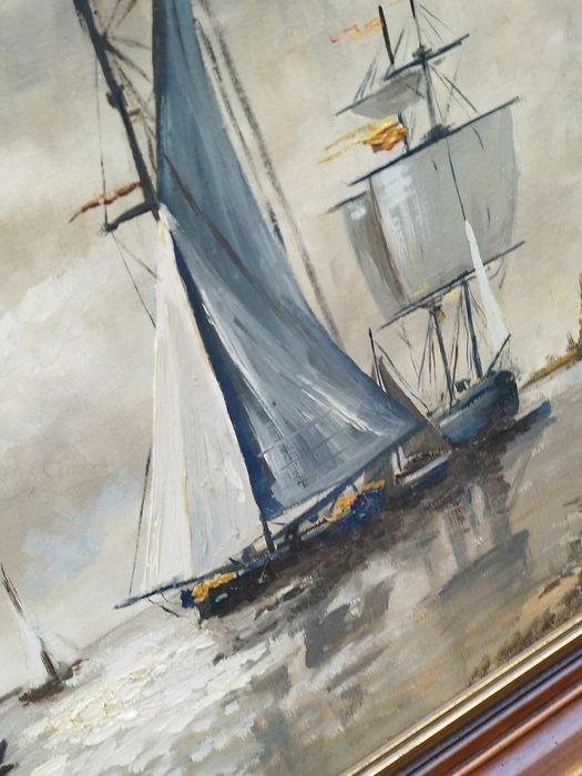 Винтидж холандска картина, масло върху платно , подписана