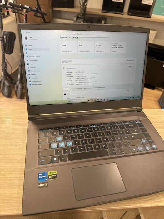 Laptop Gaming MSI Thin 15 intel i5-12450H 16GB Nvidia RTX3050