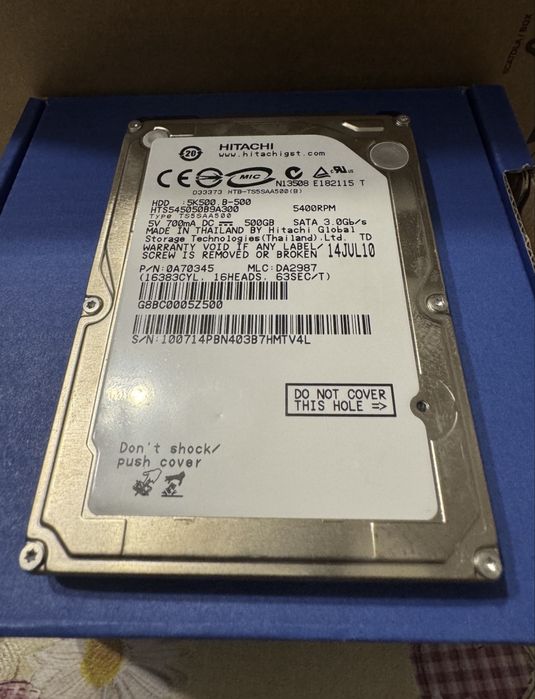 Hard Disk Laptop Hitachi 500GB SATA II – 5400 RPM – Testat