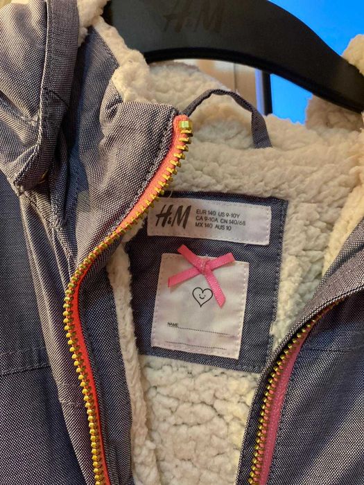 Geaca iarna, captusita, gluga, noua, H&M, fete 9 -10 ani