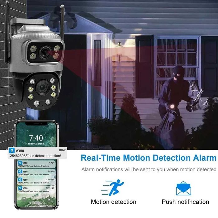 4K 8MP WiFi камера с двоен екран Външни охранителни камери IP PTZ