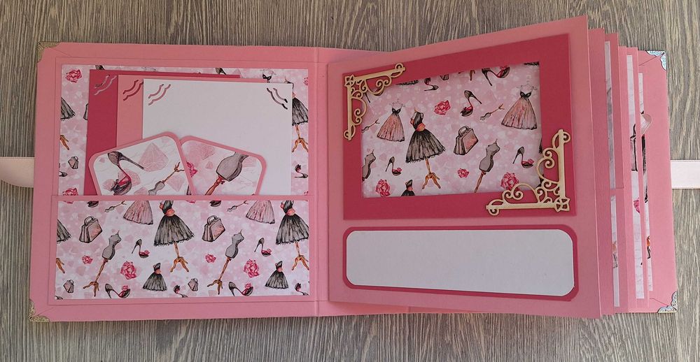 Албум за снимки "Малка, черна рокля" в розово, ръчна изработка /33.22