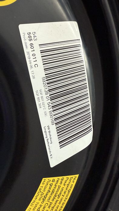 Roata rezerva slim Vw Tiguan 145/85R18 cu cric 5QF601027C