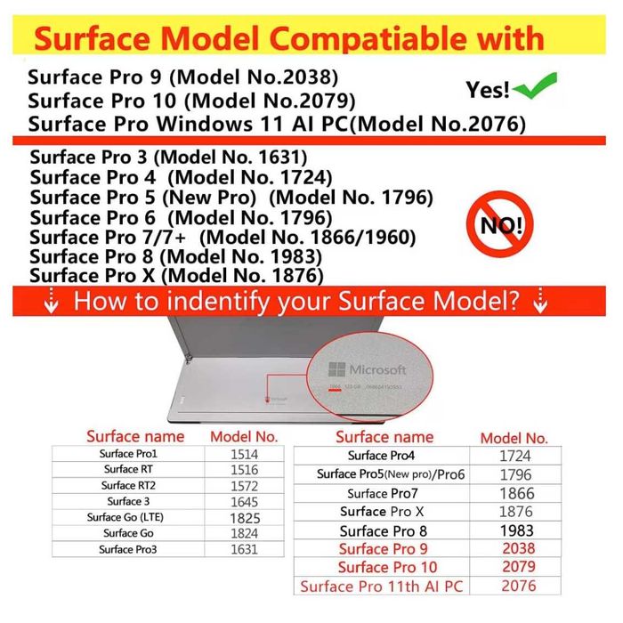Калъф за таблет HNSMART за Microsoft Surface Pro 9/10/11, сив.
