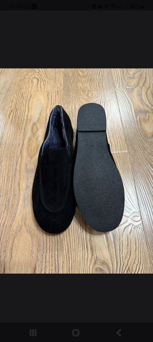 Лоферы черные замшевые