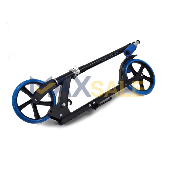 Детска тротинетка сгъваема скутер scooter черно и синьо опорна стойка