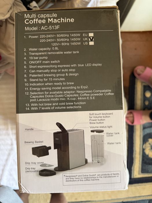 Кафе машина KOTLIE AC 513F с приставки за капсули и мляно кафе