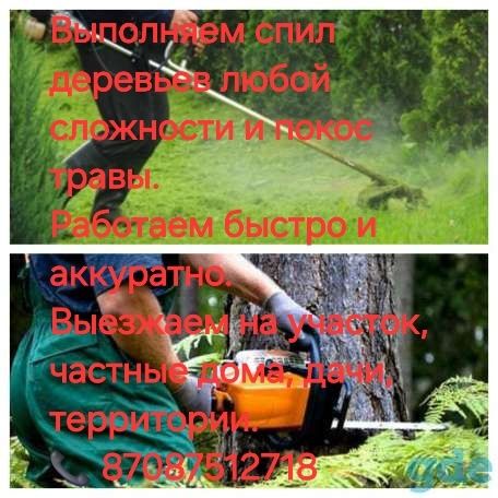 Спил деревьев покос травы