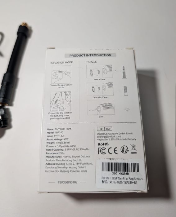 Pompă electrică NOUA mini Flextail Tiny Bike Pump – 110g | 100 PSI