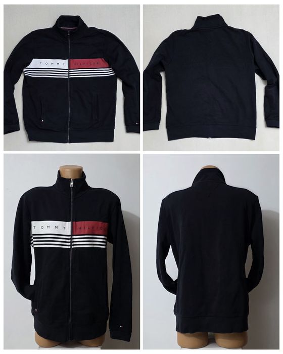 Jacheta casual Tommy Hilfinger 100% bumbac, bluza cu fermoar, Nr. L
