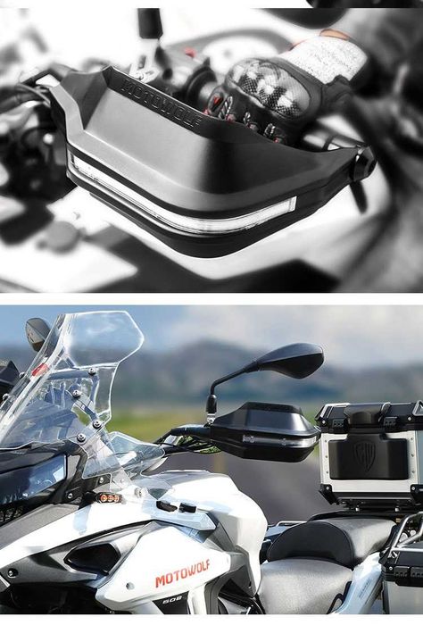 MOTOWOLF Handguard-uri cu Lumini LED de Zi și Semnalizare pentru Motociclete - Protecție și Vizibilitate Îmbunătățite