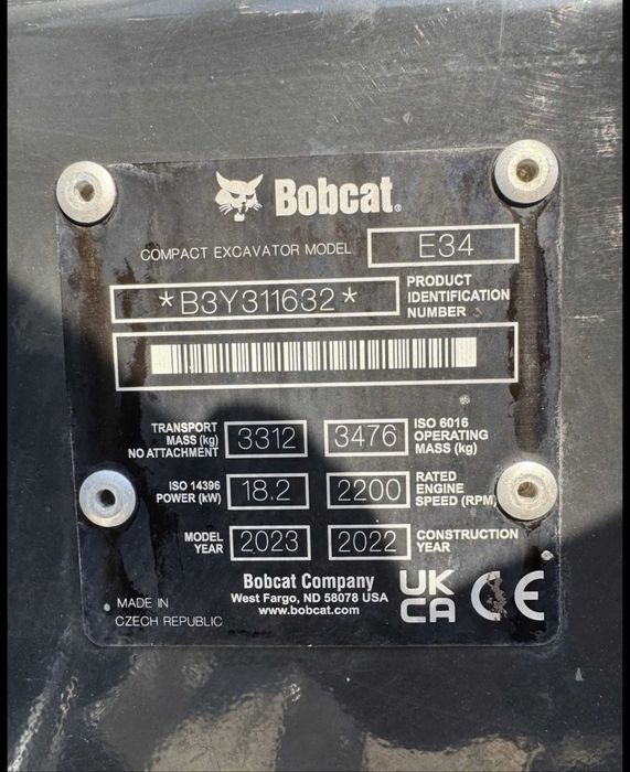 Bobcat E34 нов внос