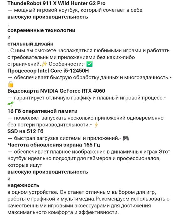 Игровой ноутбук Thunderobot RTX4060