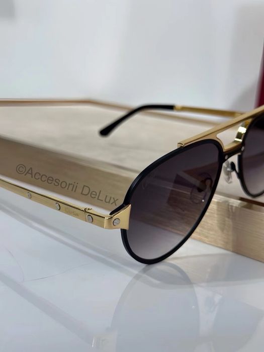 Ochelari de Soare Cartier CT0476S Polarised  Photocrimic Lens Noi Full Box [Verificare Colet] Gold/Black