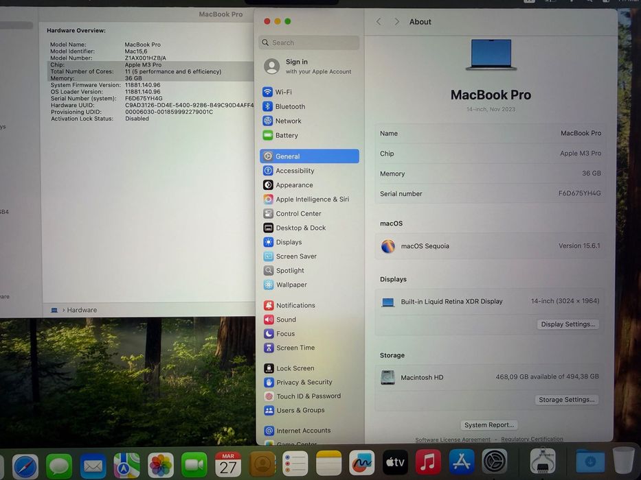 НОВ MacBook Pro 14" M3 PRO 11-CPU/ 14-GPU/ 36GB RAM/512GB SSD ГАРАНЦИЯ