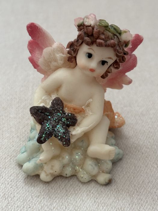 Set 2 figurine decorative tip cupidon – rășină policromă
