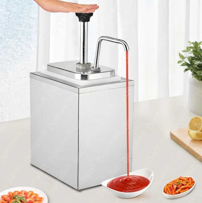 Dispenser Dozator Triplu pentru Sosuri din Inox – 3 x 3 Litri