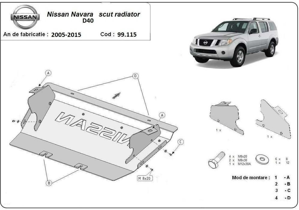 Scut metalic radiator Nissan Pathfinder 2005-2014