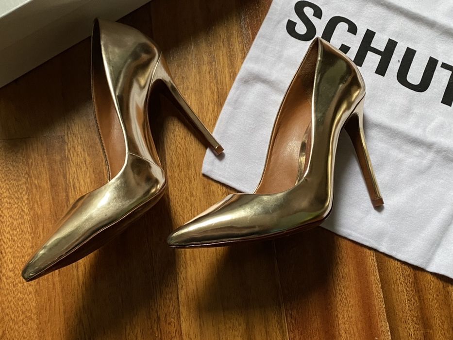Pantofi Schutz, piele, aurii, 38