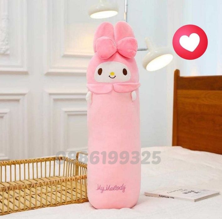 Плюшена играчка възглавница Hello Kitty Melody Kuromi, 55см