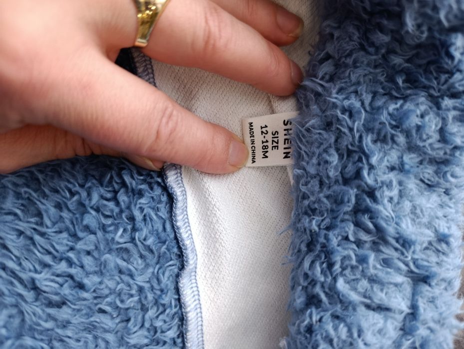 Бебешко дънкови пухено гащеризон за момче 12/18 месеца