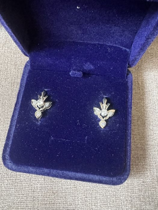 Серьги золото 583 СССР с бриллиантами