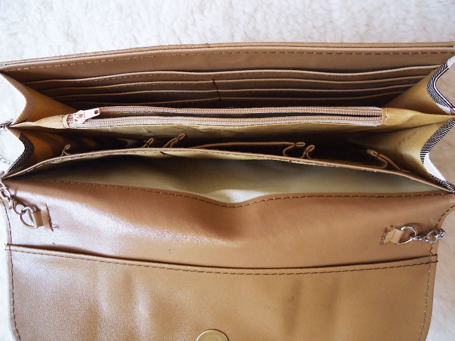 Portofel plic dama lant gunmetal piele ecologica 13 compartimente