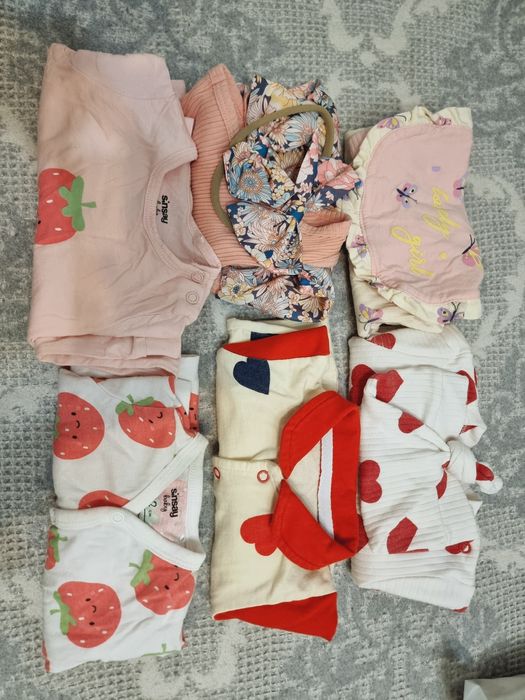 Lot hainute bebe fetita marimea 62, 6 piese, 0-3luni