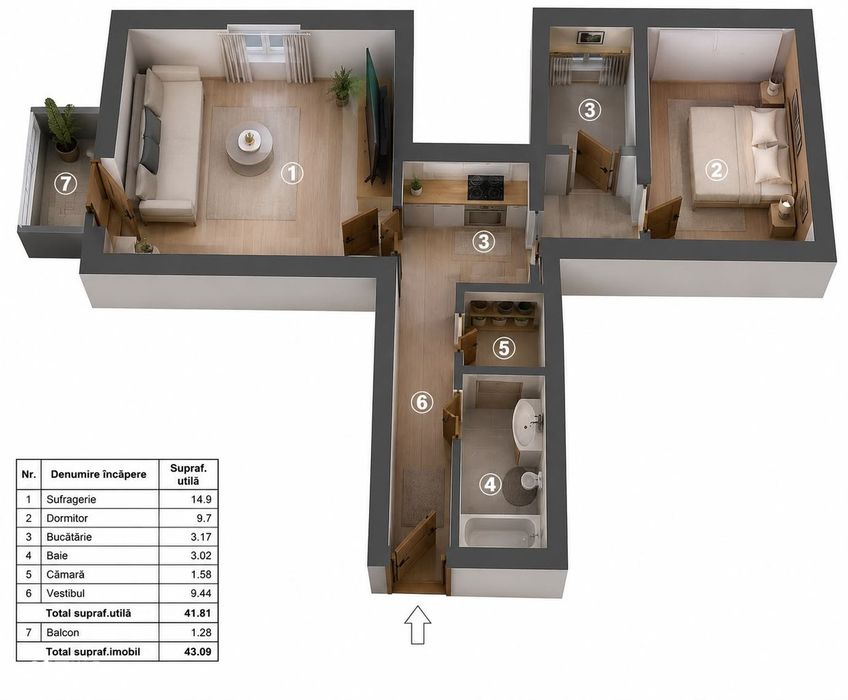 Apartament 2 camere Drumul Taberei