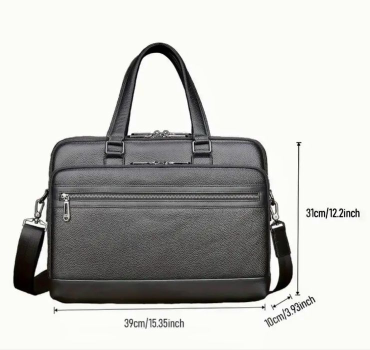 Мъжка универсална кожена бизнес чанта /Луксозно куфарче за лаптоп 15”!