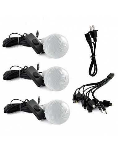 Sistem Iluminare Camping GDLite-3 cu Incarcare Solara, 3 Becuri LED