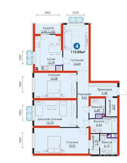 4-ком квартира, 115 м²,NRG Zamon|Сдача дек 2027, ипотека от 20% ПВ!